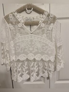 Embroidered shear top